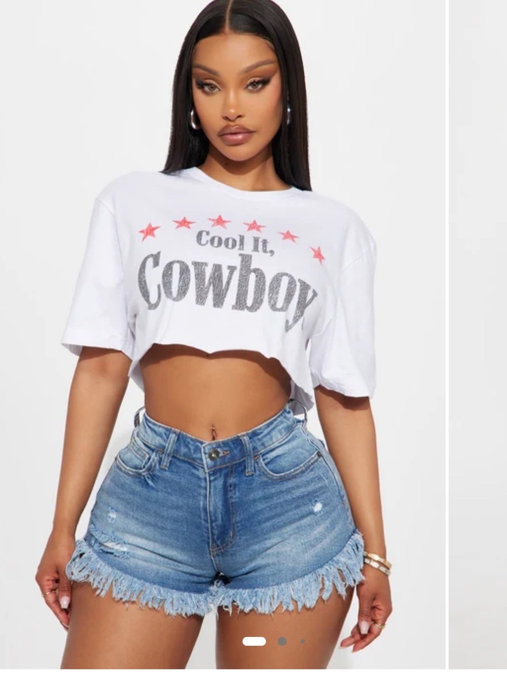 Fashion Nova 'Cool It Cowboy' Cropped Tee white NWOT size XS